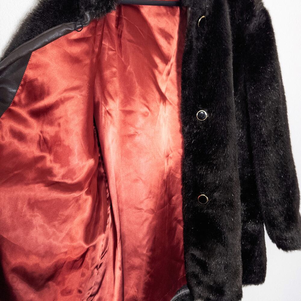 Source Unknown Faux Fur Coat Size L Black Chic Elegant Evening Luxe - Picture 8 of 9